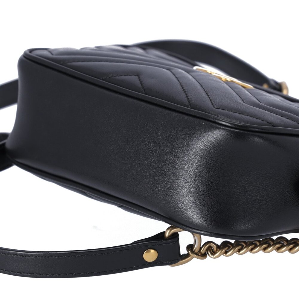 GUCCI GG Marmont Shoulder Bag 448065 Black Leather - Picture 6 of 8